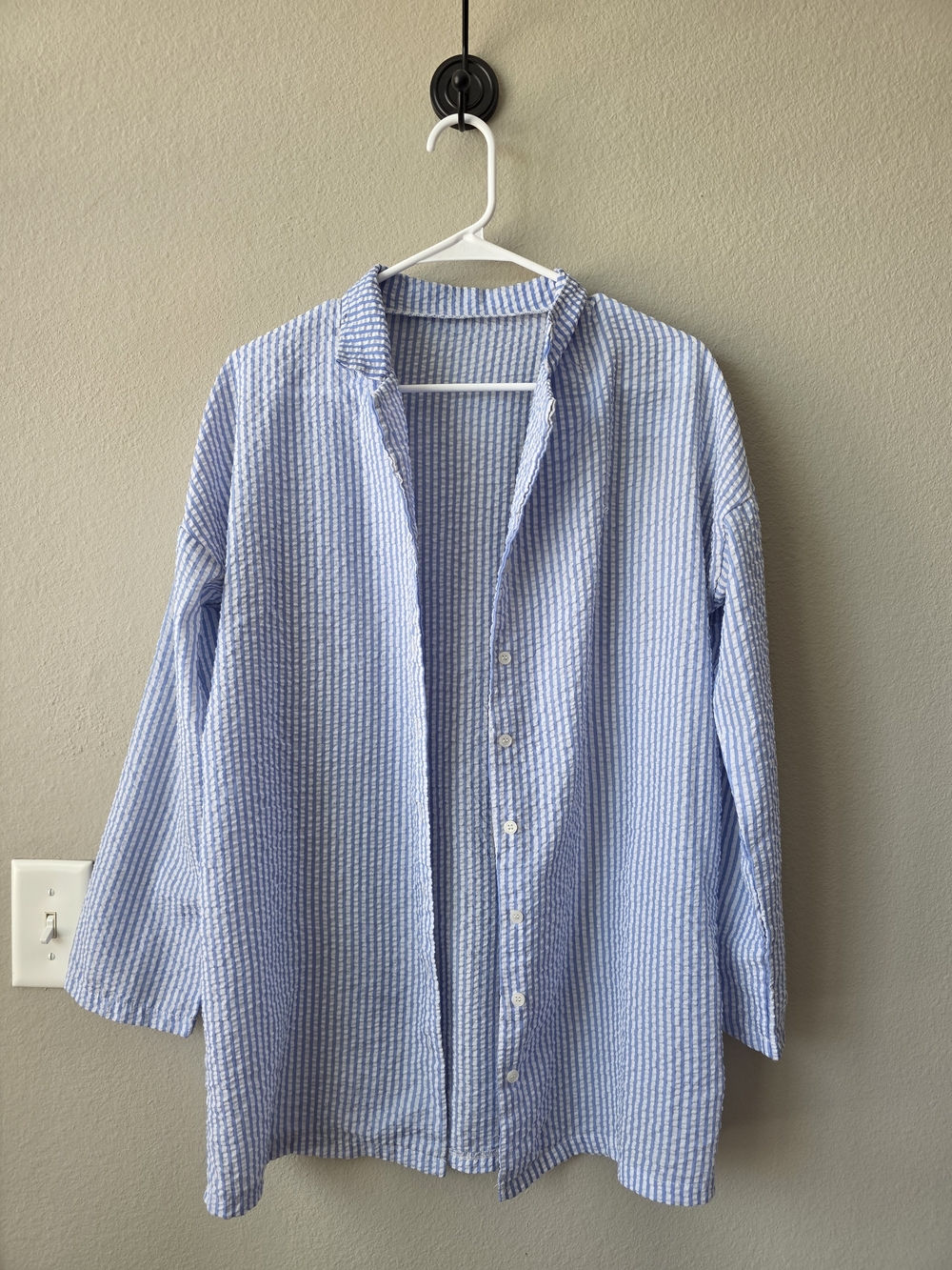 Coastal Blue And White Button-Up Shirt
